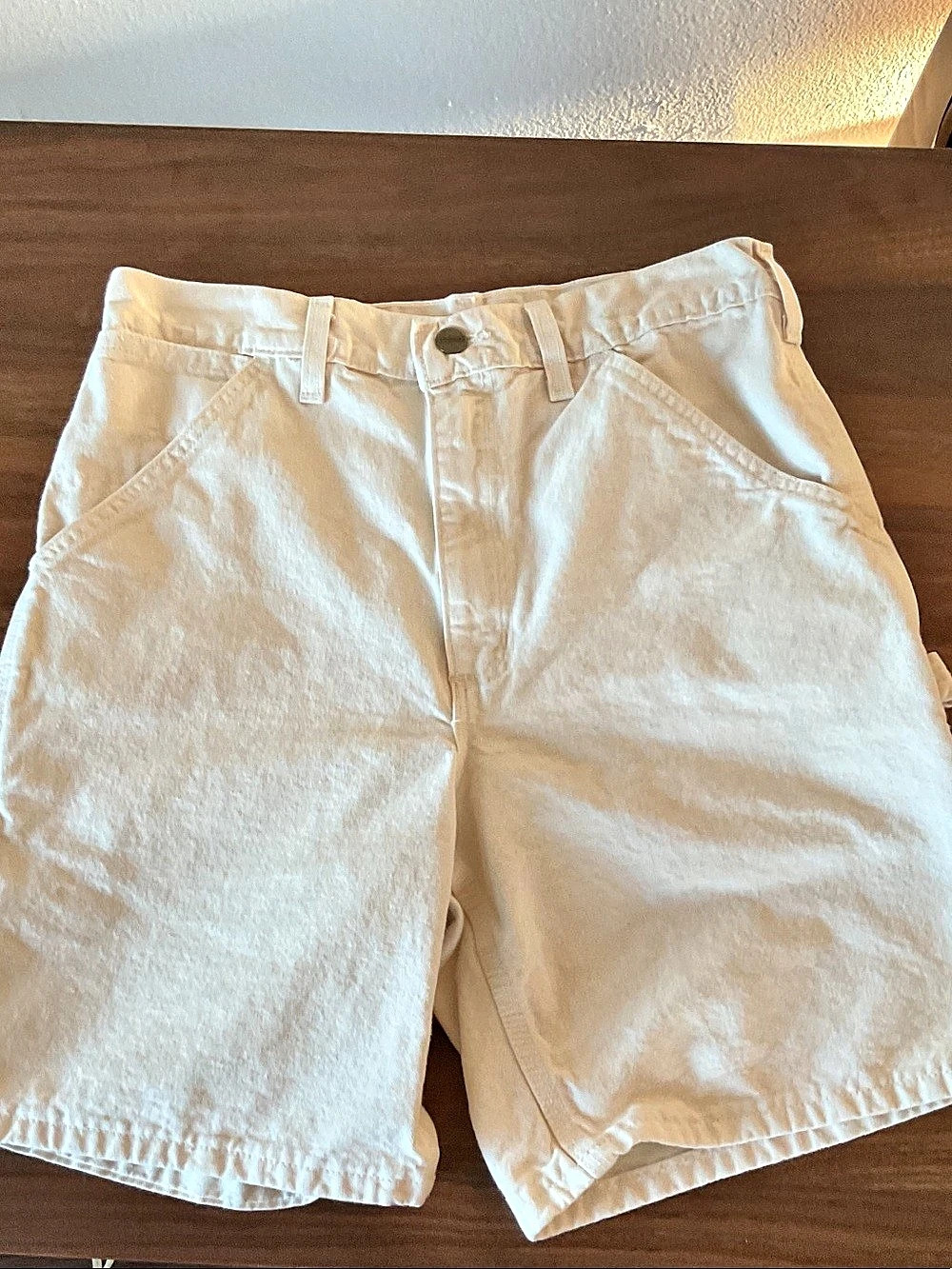 Carhartt Canvas Utility Work Shorts Men's Cargo Waist 30 cream Preowned